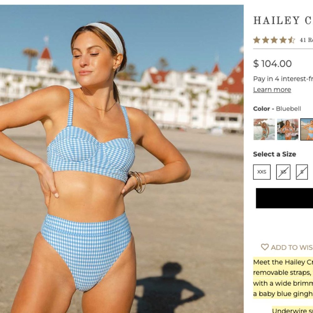 Albion Fit HAILEY CROP, BLUEBELL swimsuit bikini Top